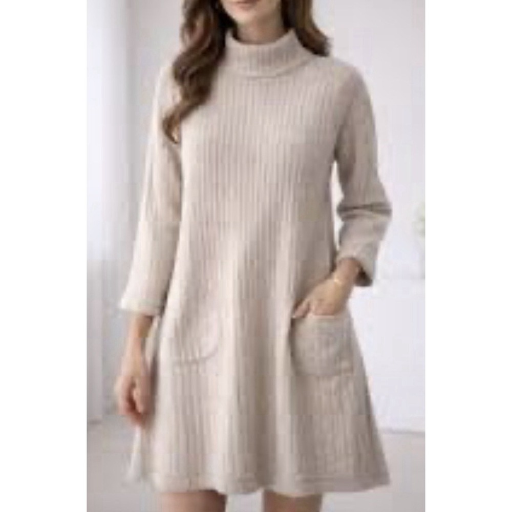 The Territory Ahead Lambswool Ribbed Sweater Dress Tunic Cozy Women's Sz. Large